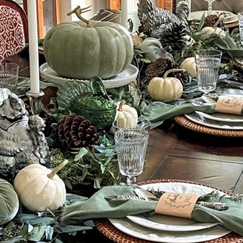 Image for Thanksgiving Table in Green, Silver, and White: Pretty and Peaceful