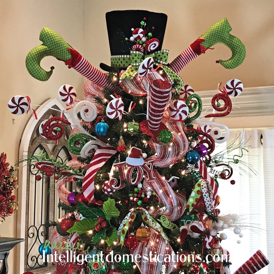 Image for Red & Green Elf Themed Decorated Christmas Tree