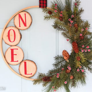 Image for DIY Christmas Embroidery Hoop Wreath with Wood Slices