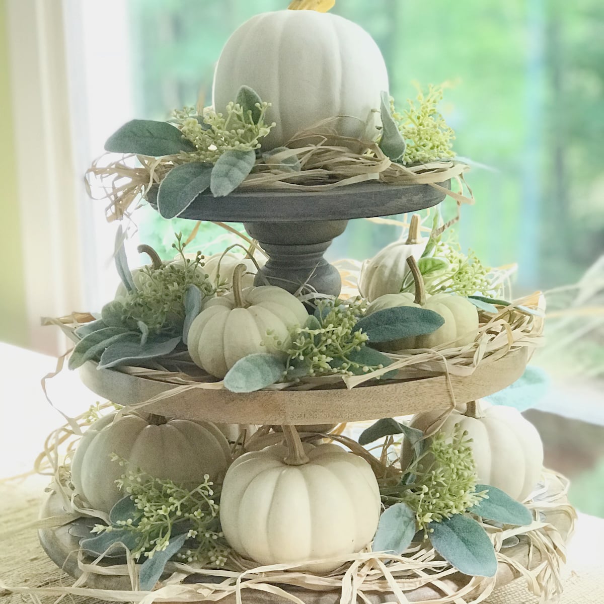 Image for Pumpkin Centerpiece DIY: Easy Neutral Fall Decor with a Tiered Tray