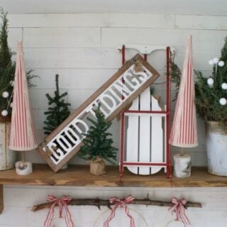 Image for DIY Christmas mantel sled sign trees decor ideas