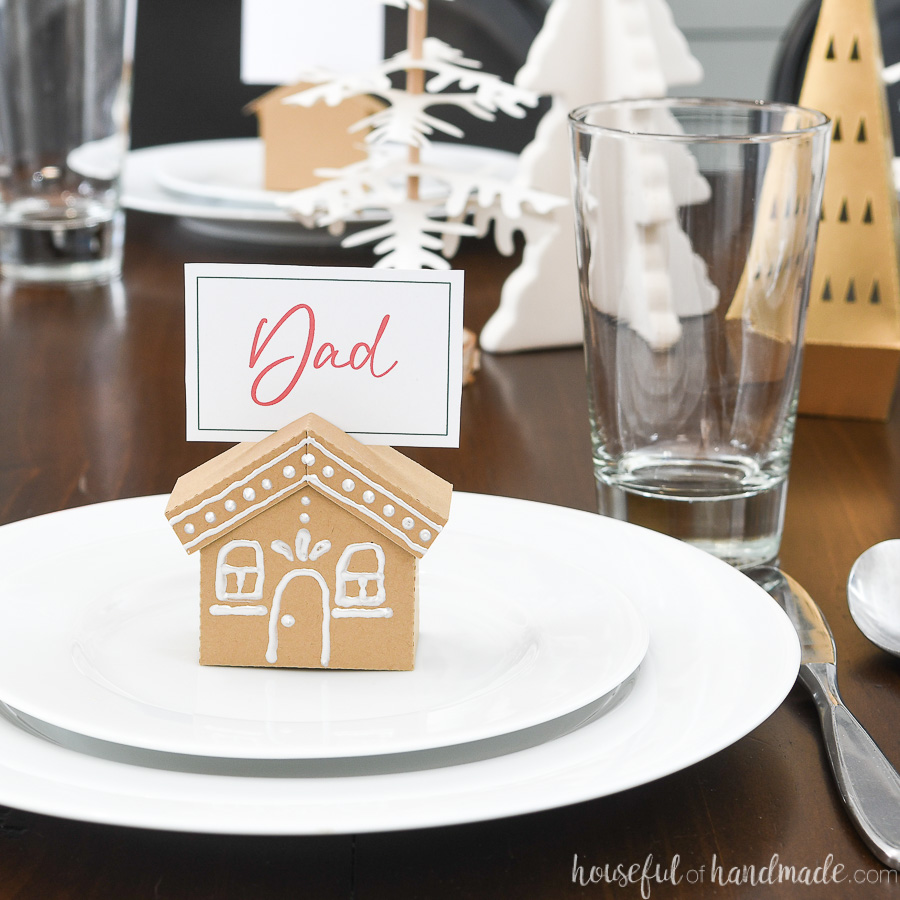 Image for Gingerbread House Napkin Rings & Place Card Holders {7 Days of Paper Christmas Decor}