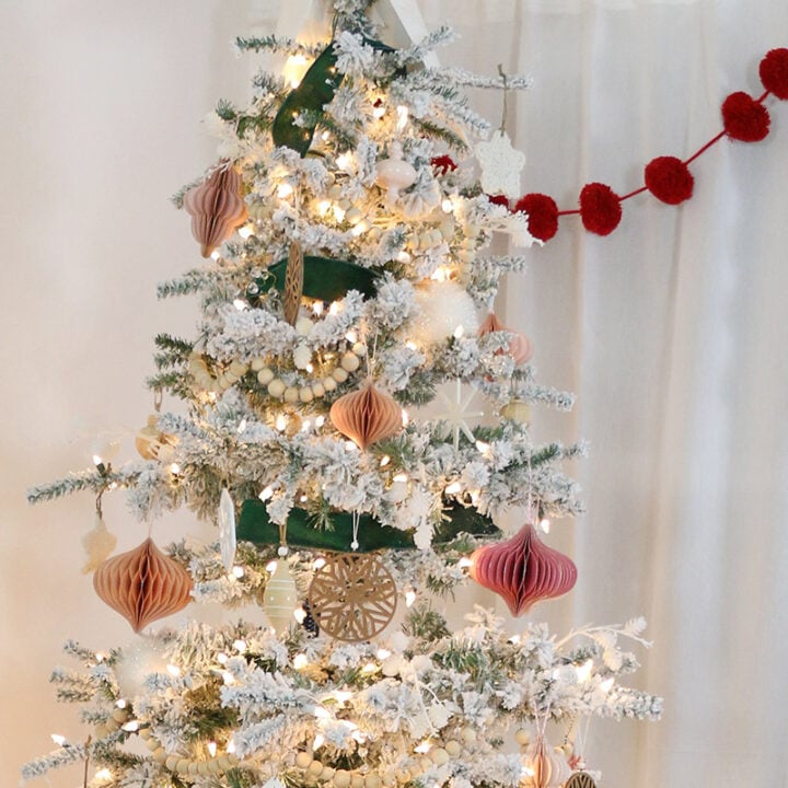 Image for Modern, Natural Flocked Green and Pink Christmas Tree