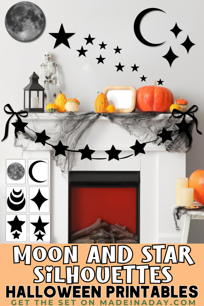 Printable Moon and Stars Silhouettes Set